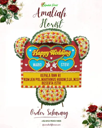 Karangan Papan Bunga Pernikahan di Pematang Wangi